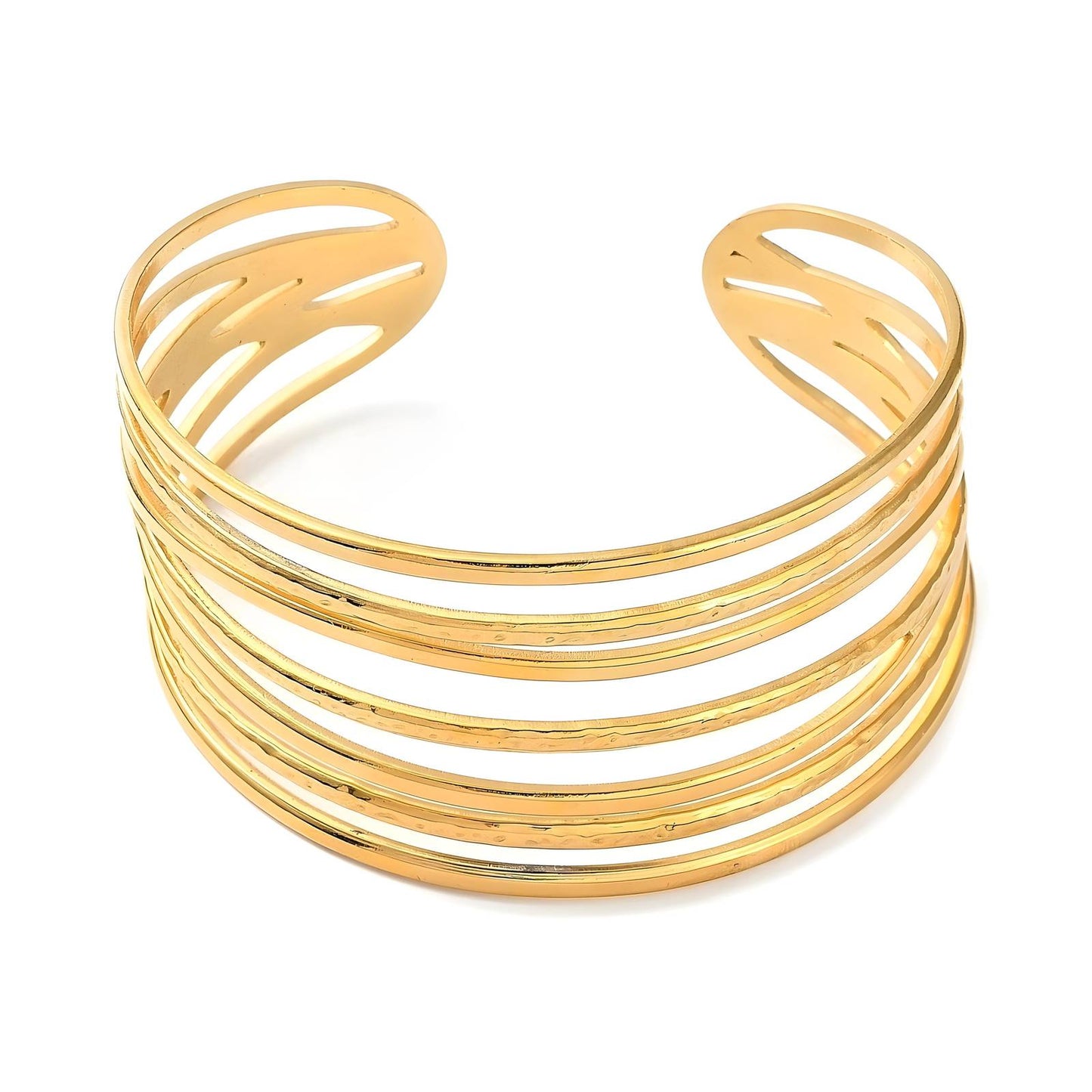 Luxe multi-band gouden cuff-armband, hypoallergeen en waterdicht