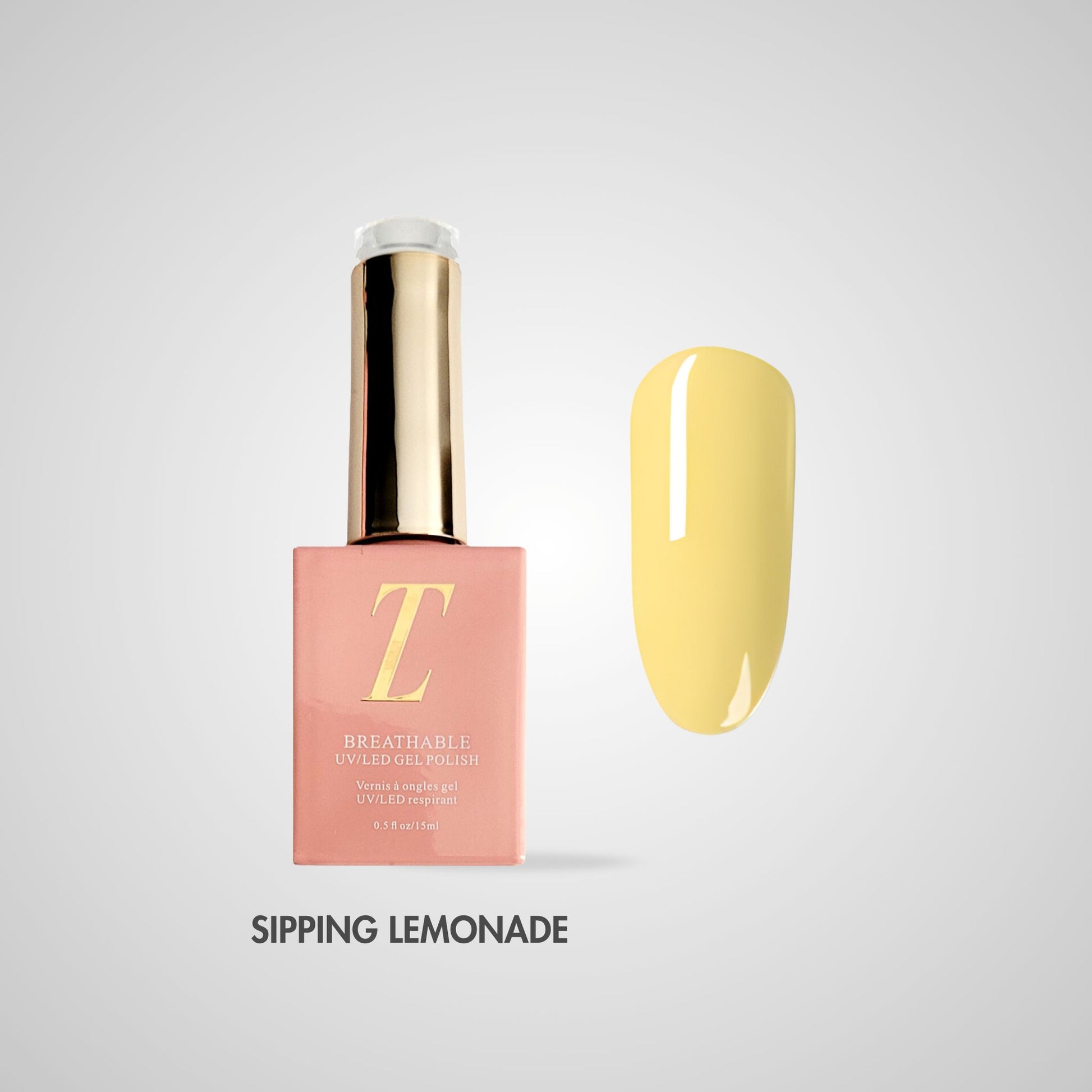 Sipping Lemonade Halal Gel Polish kleurstaal met pastelgele tint