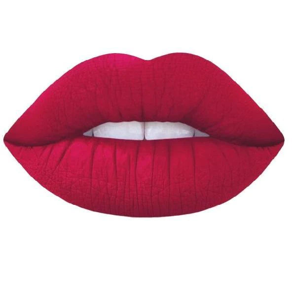 Vrouwelijke lippen getoond in robijn rood bes "SMH" lipstick