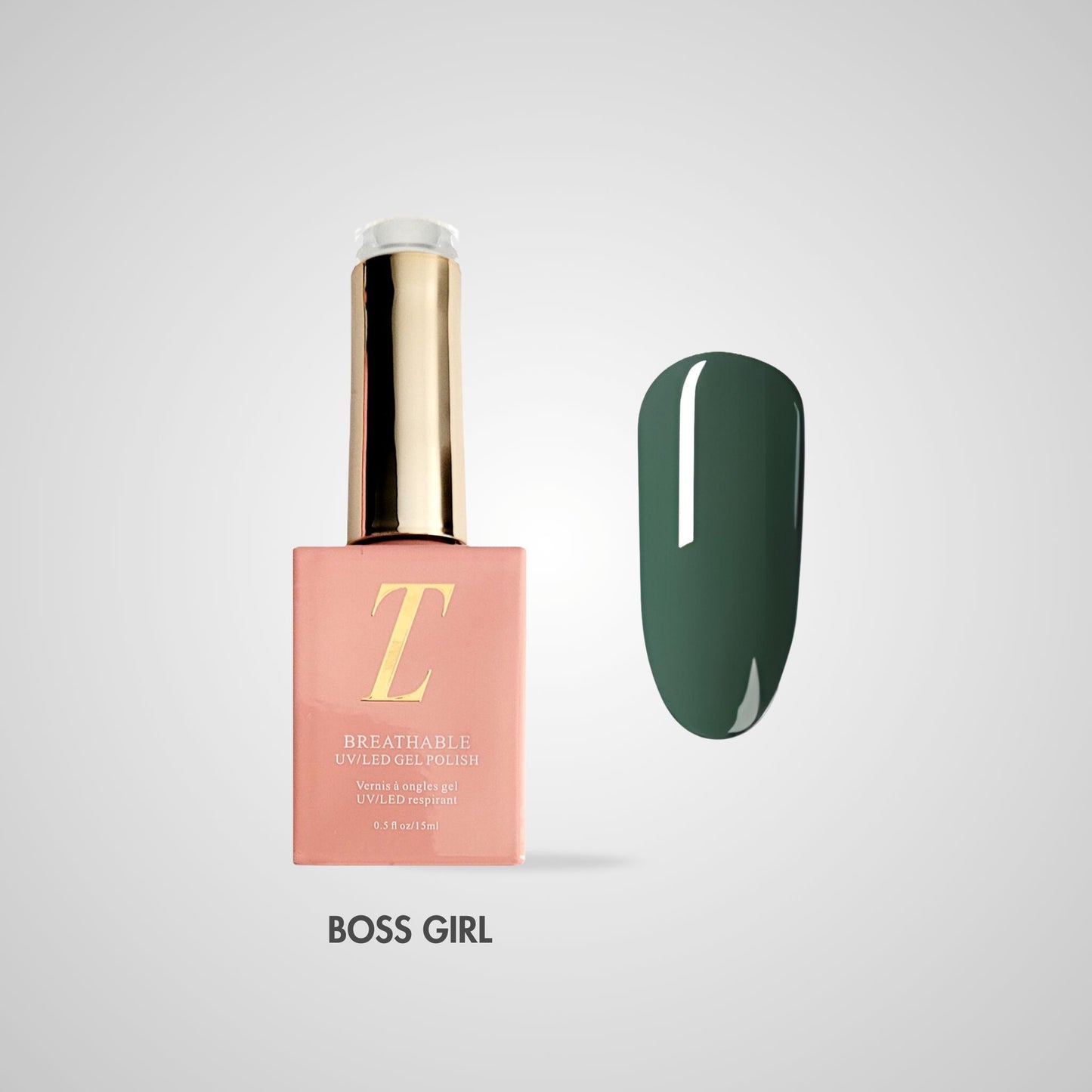 Girl Halal Gel Polish – Diep dennengroene tint met luxe glans, flacon en kleurstaal