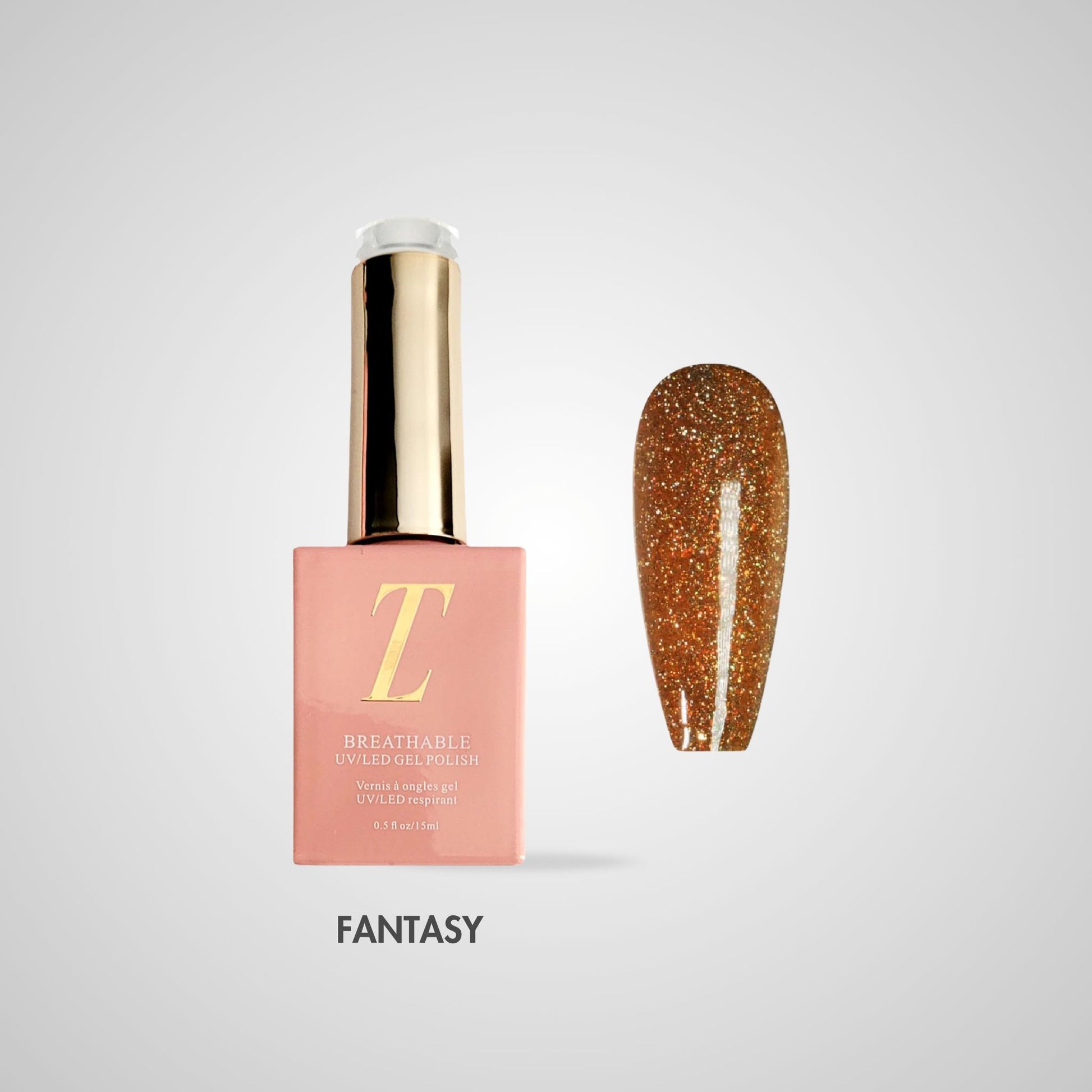 Fantasy Halal Gel Polish met kleurstaal - Transparant brons met shimmer