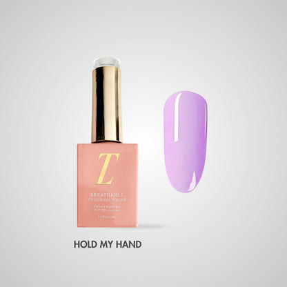 Hold My Hand Halal Gel Polish – Lavendelpaarse tint met luxe glans, flacon en kleurstaal