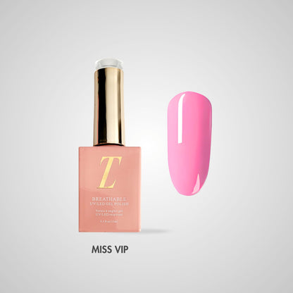 Miss VIP Halal Gel Polish – Medium roze tint met luxe glans, flacon en kleurstaal