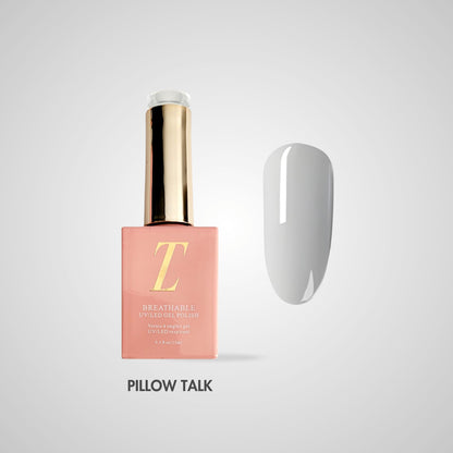 Pillow Talk Halal Gel Polish – Ultra-licht houtskoolgrijs, flacon en kleurstaal